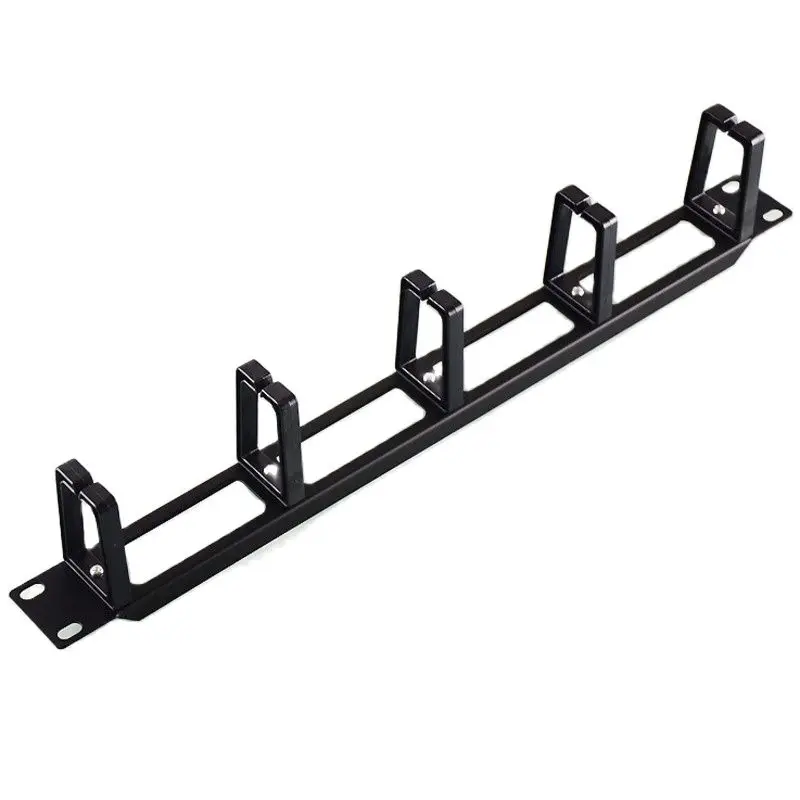 Organizador de red de gestión de cables, Base de Metal hueco, cinco anillos de plástico, marco de administrador de cables desmontable, 19 pulgadas, 1U - imagen 2