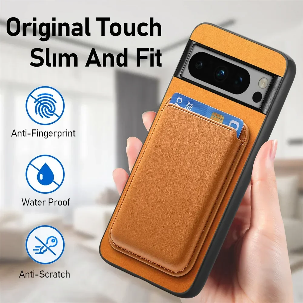 Para Google Pixel 10 Pro XL magnético para Funda de cuero Magsafe para Pixel 10pro Pixel10 2 en 1 cubierta desmontable con ranura para tarjeta tipo billetera - imagen 3