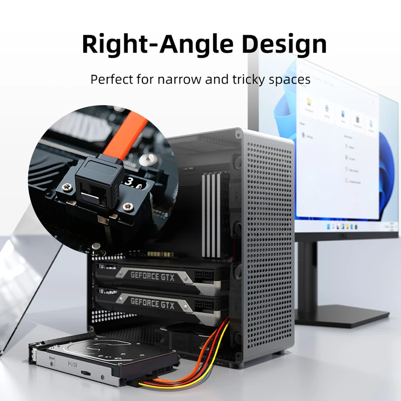 CABLETIME Cable SATA 3,0 6Gbps a unidad de disco duro SSD HDD Sata 3 Cable recto de ángulo recto Cable de transmisión rápida para escritorio - imagen 4