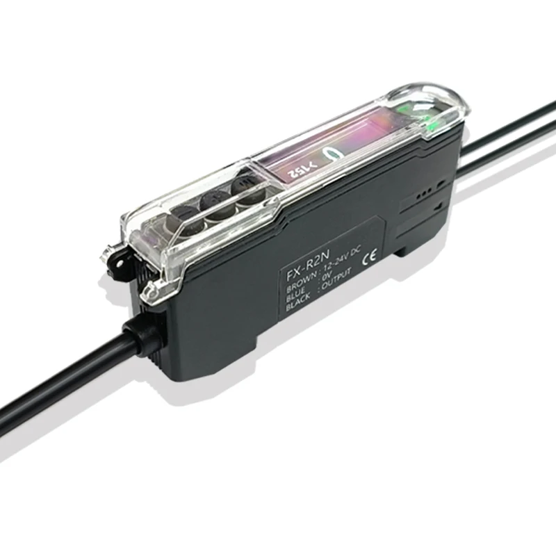 FX-R2N Sensor amplificador de fibra óptica interruptor fotoeléctrico óptico transparente NO NC ajustable alta sensibilidad 12-24VDC - imagen 5
