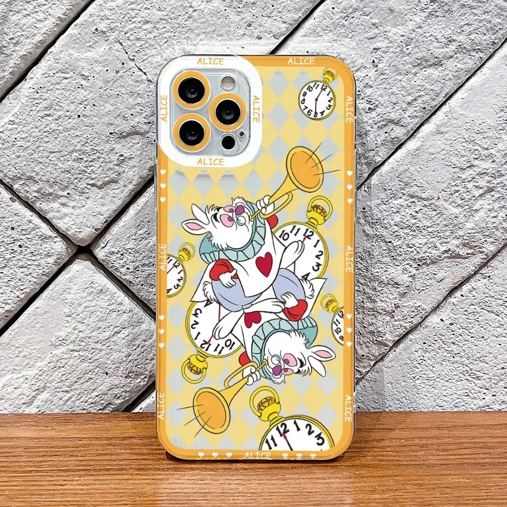 Alice in Wonderland Phone Case for iPhone 16 15 14 Plus 13 12 Mini 11 Pro Max X Xs XR 7 8 Border Print Transparent Soft Cover - imagen 4