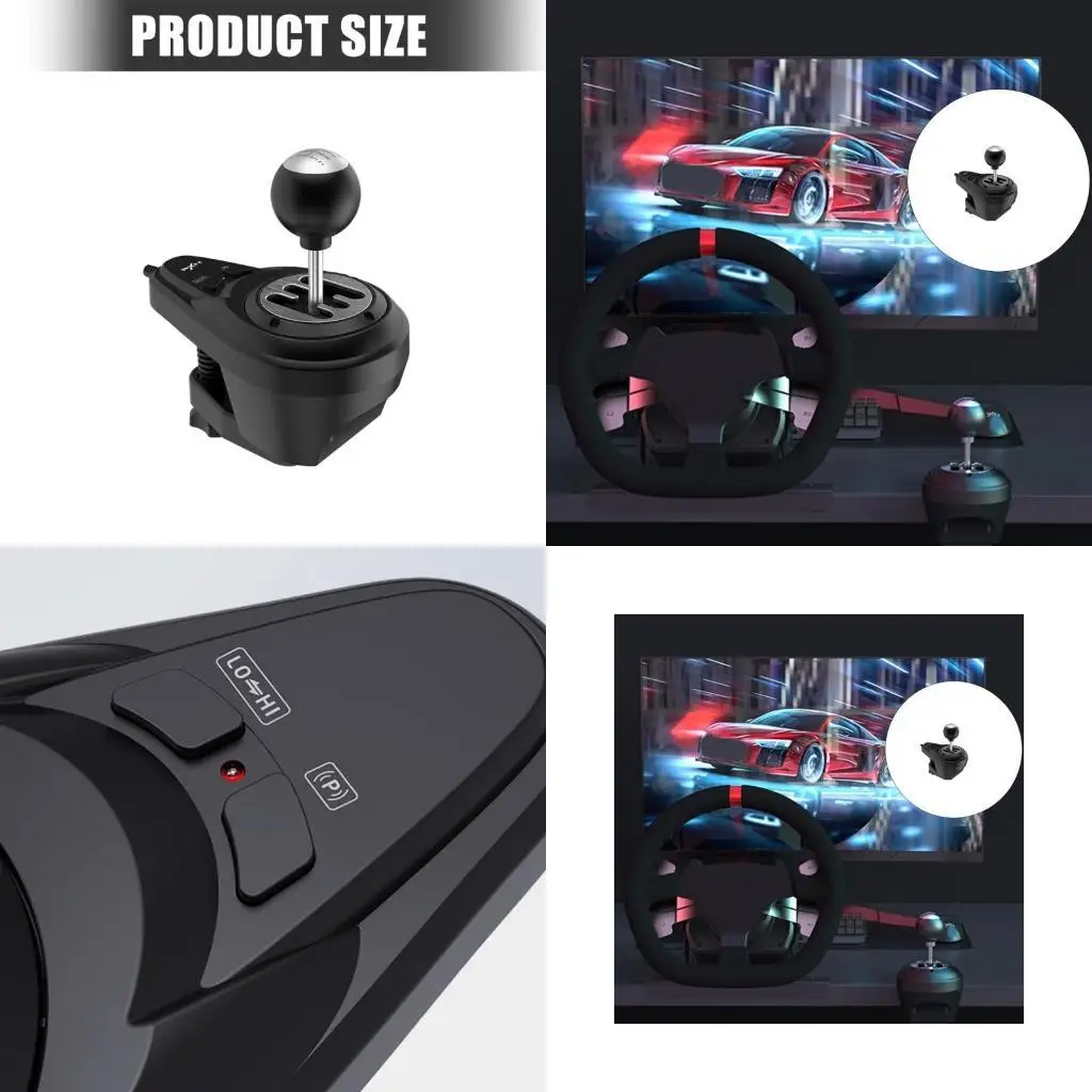 6 + 1 palanca de cambios Plug & Play con botón de freno de mano diseño de abrazadera fija simulación de Metal y plástico para volante de PC