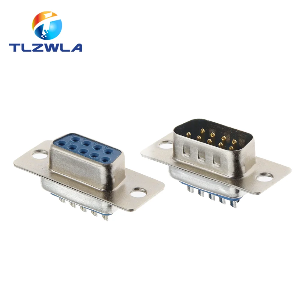 10 Uds RS232 DB9 conector Serial VGA 9 pines hembra 2 filas tipo soldadura enchufe D-SUB conector macho
