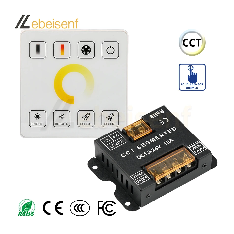 Controlador CCT para tira de luz LED de doble Color, interruptor de atenuación táctil RF inalámbrico de 12V, 24V, CC 10A, control remoto de atenuación de Panel 86, 5050, 2835