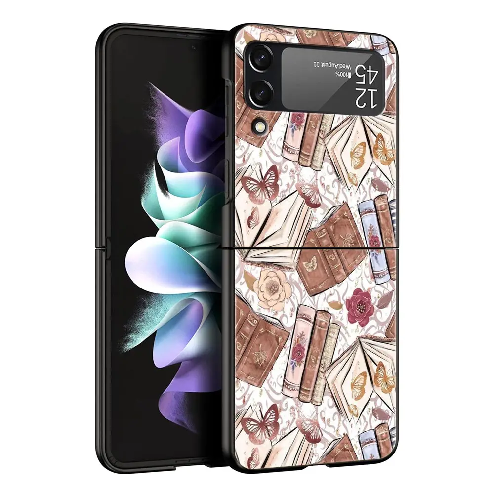 Funda de teléfono con diseño de gusanos de libro divertido para Samsung Galaxy Z Flip3 Flip4 Flip5, carcasa trasera plegable dura para Z Flip 3 4 5 6 7 - imagen 2