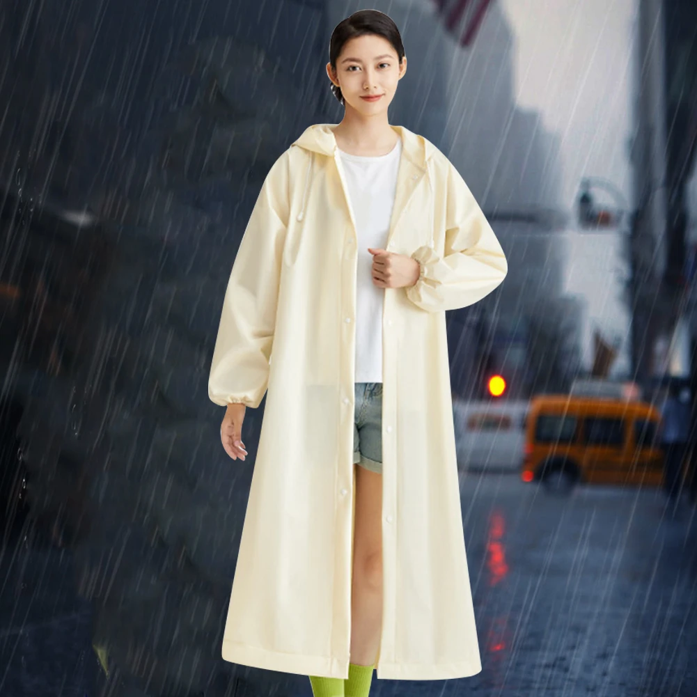 Chubasquero largo reutilizable para adultos, impermeable, a prueba de viento, Poncho de lluvia con capucha, cordón para viajes al aire libre, emergencia - imagen 4