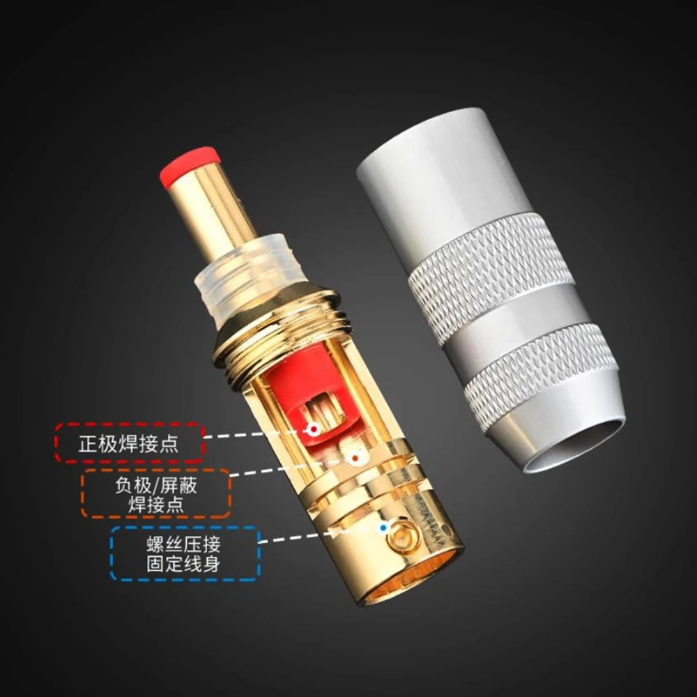 Hifi 5,5*2,1/2, 5mm conector adaptador de pulg CC chapado en oro DC-2.1G/2,5G conector de soldadura de enchufe de alimentación CC para salida de energía lineal - imagen 5