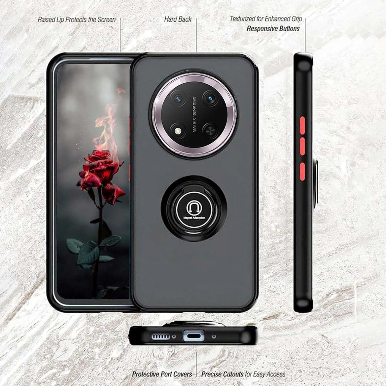 Armadura mate funda para Honor Magic 7 Lite 5G Magic7 Pro X9c cubierta anillo soporte magnético a prueba de golpes Coque Fundas - imagen 2