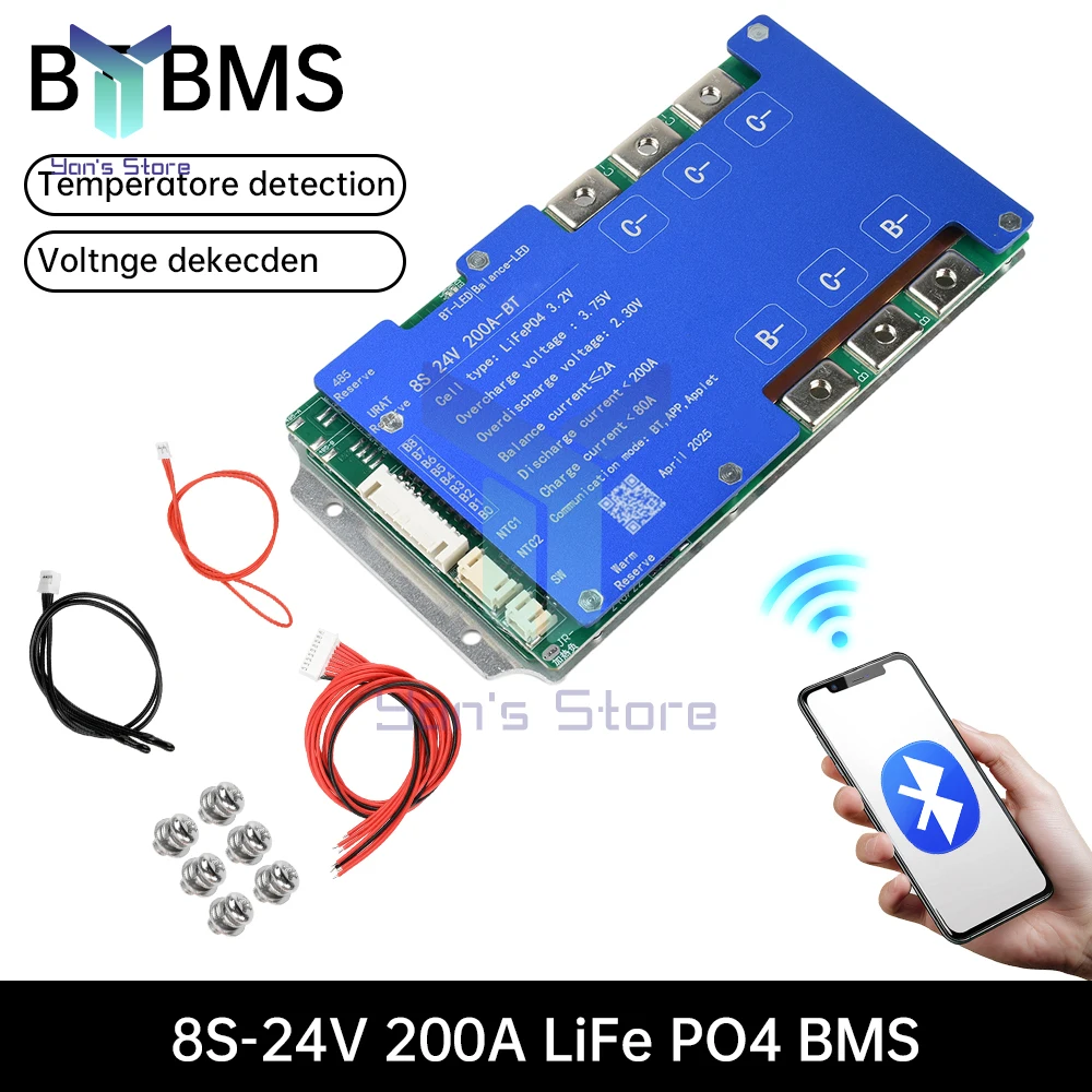 Bluetooth inteligente BMS 4S 8S 100A 200A Placa de protección de batería de litio Placa de equilibrio incorporado Bluetooth Bms compatible con 485/UART - imagen 3