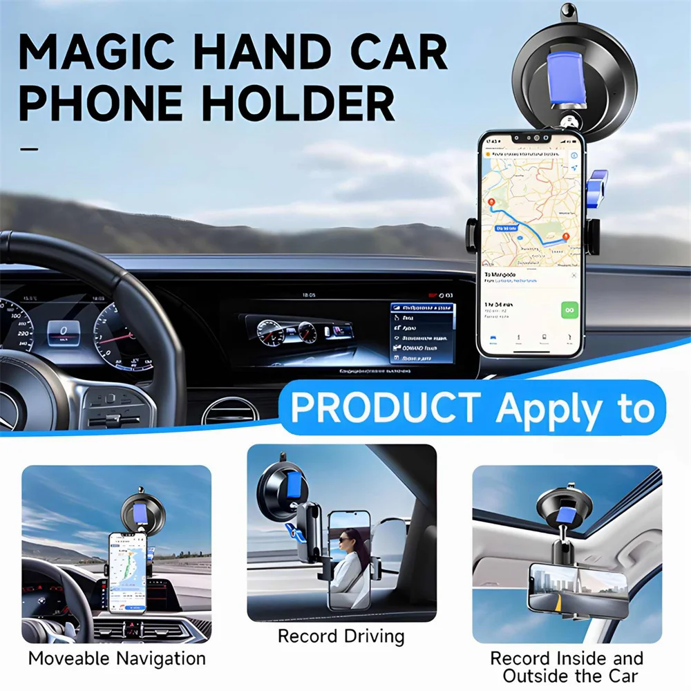 Soporte de teléfono para coche con cabeza de bola 360, brazo mágico con ventosa, soporte para teléfono de coche, soporte para móvil para iPhone, Xiaomi, Samsung y Huawei
