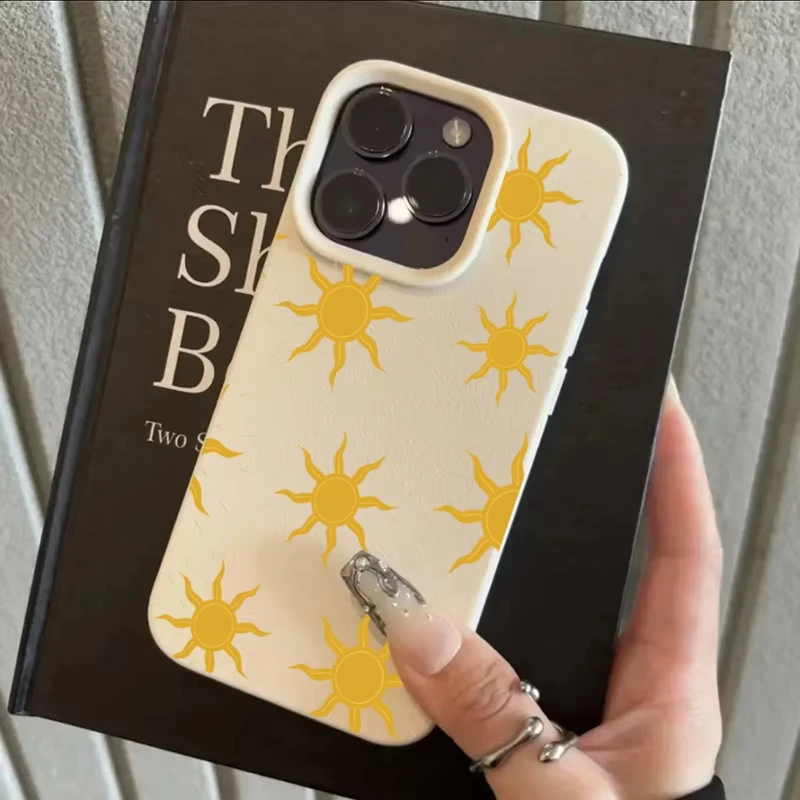 Funda de teléfono con diseño vibrante minimalista de sol amarillo para iPhone 16 11 12 13 14 15 Pro Max 16 Plus XS Max X XR, funda suave a prueba de golpes - imagen 4