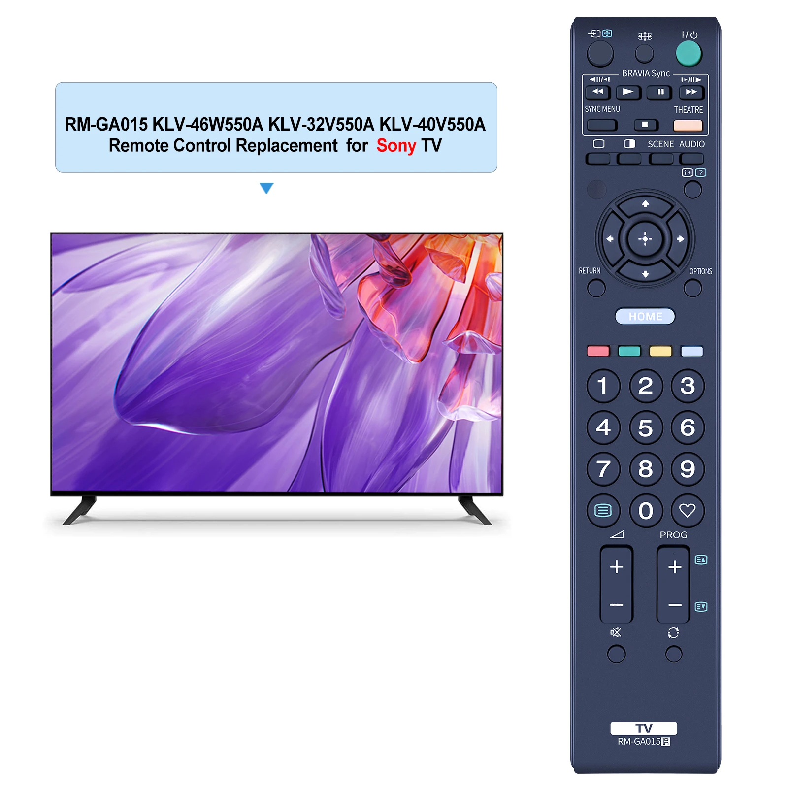 Nuevo RM-GA015 Control remoto de repuesto para Sony TV KLV-46W550A KLV-32V550A - imagen 2