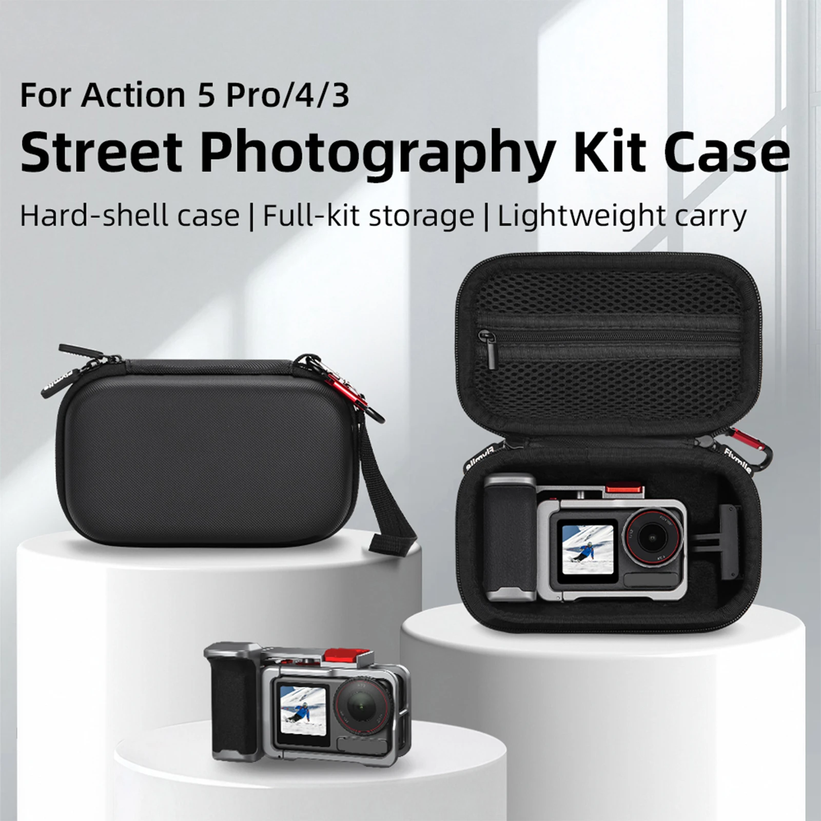 Estuche de transporte duro para DJI Action 5 Pro, estuche de transporte con mango, bolsa de almacenamiento, caja de viaje, accesorios para DJI Action 5 Pro