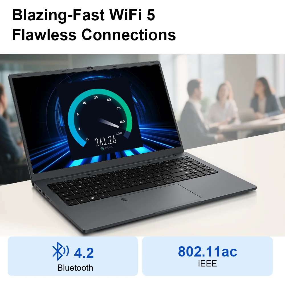 Ninkear A15 Air 2025 Conejo Conejo Pulgada FHD IPS Pantalla AMD Ryzen ™ 5 3500U 16GB DDR4 MHz + 512GB NVME SSD 180 °   Abra y cerrar WiFi 5 BT 4.2 s Desbloqueo de huellas dactilares Testado y probado PC portátil de alta calidad Alimentación de sus necesidades móviles Con la cuentabilidad - imagen 5