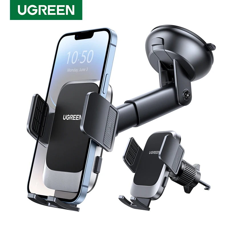 Ugreen-Soporte de teléfono para coche, rejilla de ventilación y salpicadero de gravedad, 3 en 1, para iPhone 14, 13, 12 Pro, Xiaomi, Samsung