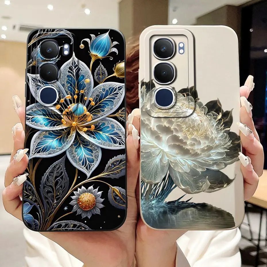 Hermosa funda de teléfono con pintura Floral para Vivo Y19s, funda de silicona suave a prueba de golpes para Vivo Y19S V2419 - imagen 2