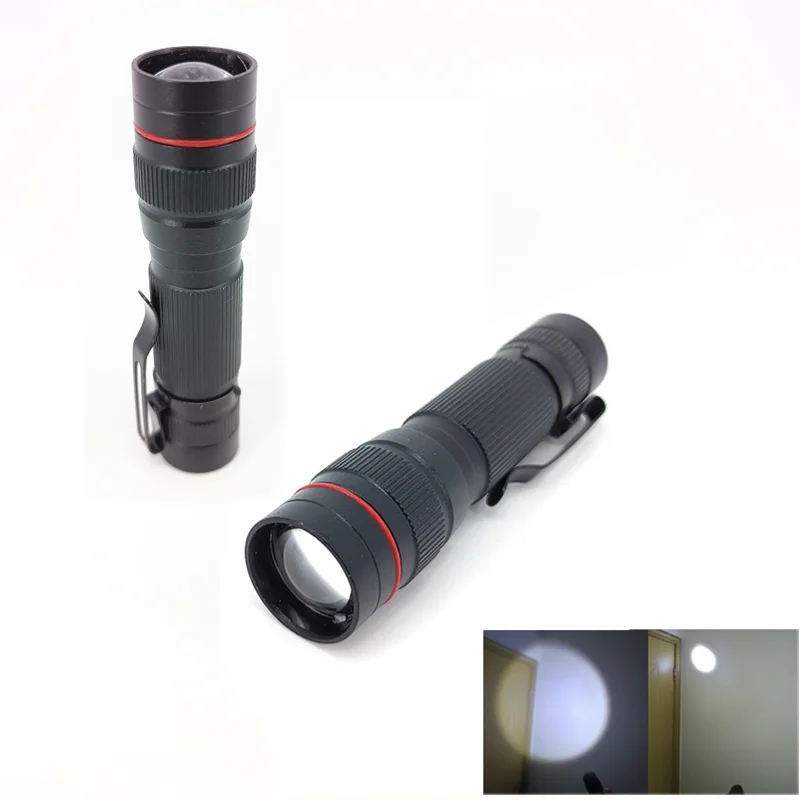 Clip pequeño con zoom, batería AA de bolsillo, Mini linterna LED, luz de Flash, lámpara táctica para senderismo, pesca, camping 14500 - imagen 2