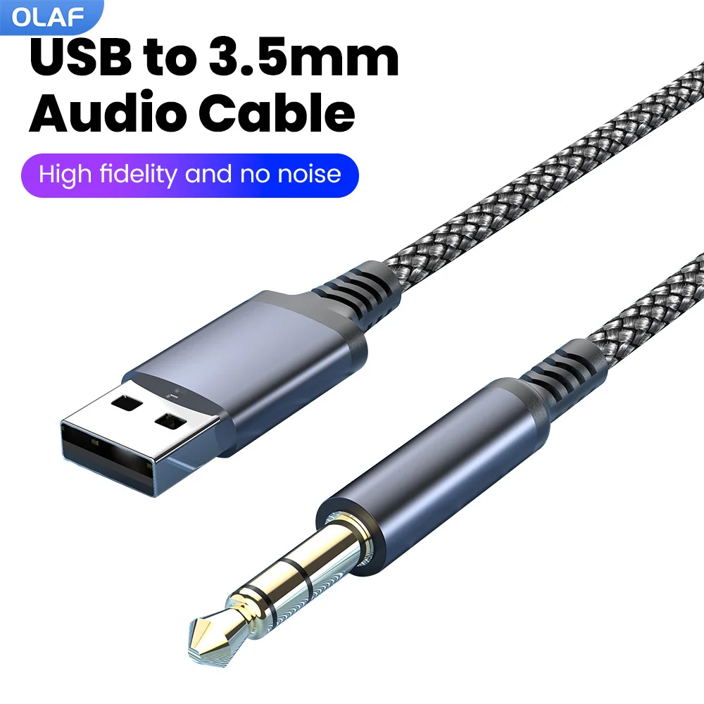 Cable de Audio USB a 3,5 MM, conector auxiliar de 3,5mm, adaptador de auriculares para altavoz de coche para Samsung, Xiaomi, Huawei, PC, portátil, TV/consola de juegos