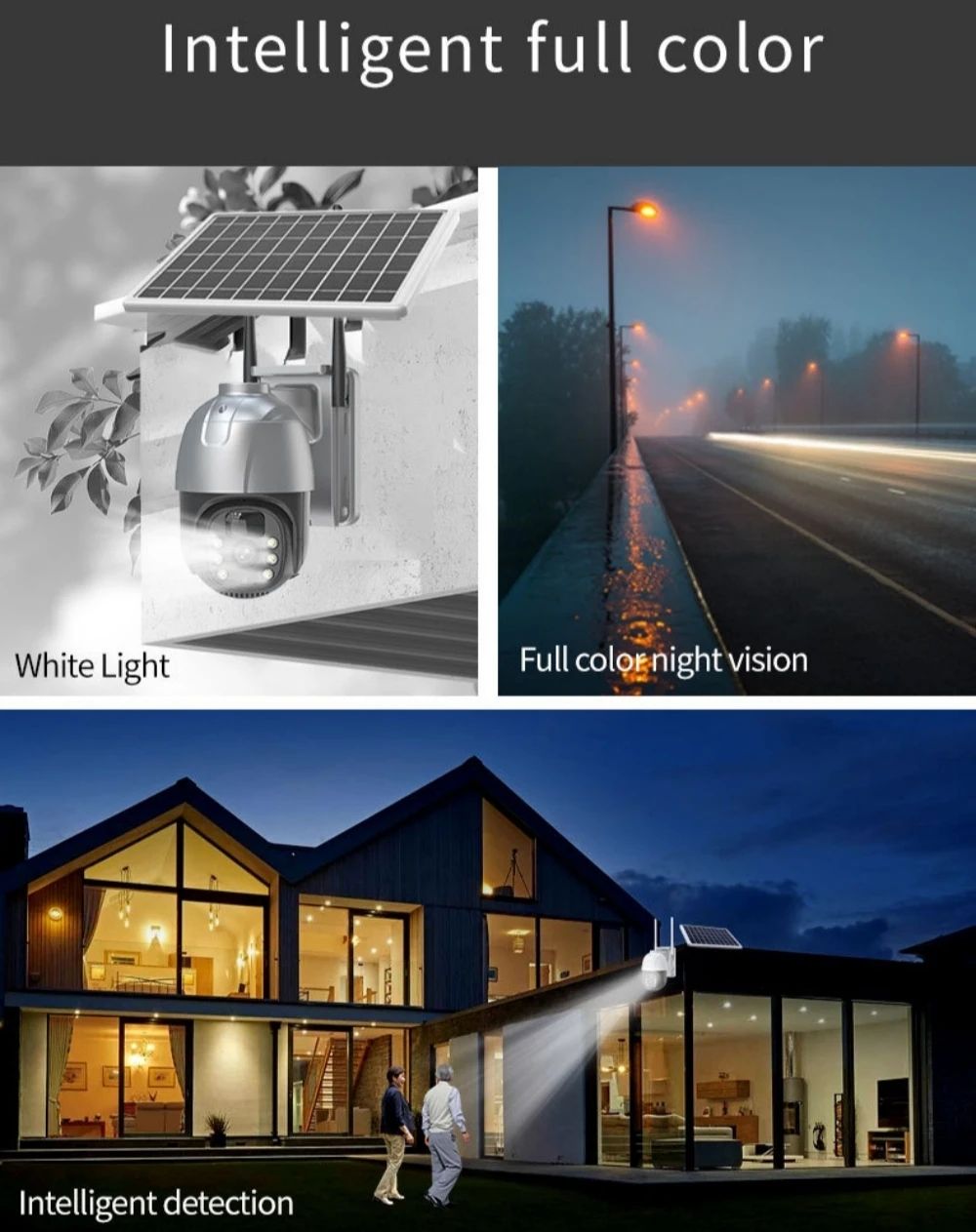 Cámara de vigilancia solar 4G WiFi con panel solar, 360°, 4 MP, 1080P HD, bidireccional, CCTV, seguridad para exteriores, impermeable, seguimiento automático, ZP3, visión nocturna, detección de movimiento. - imagen 5