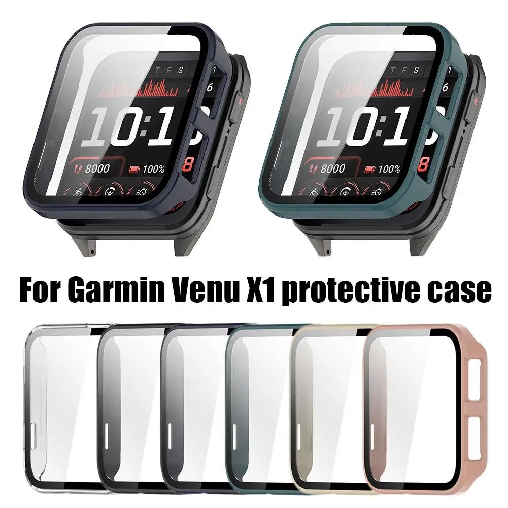 Funda protectora de PC + vidrio para Garmin Venu X1, Protector de pantalla completa, cubierta de marco P6R5 - imagen 2