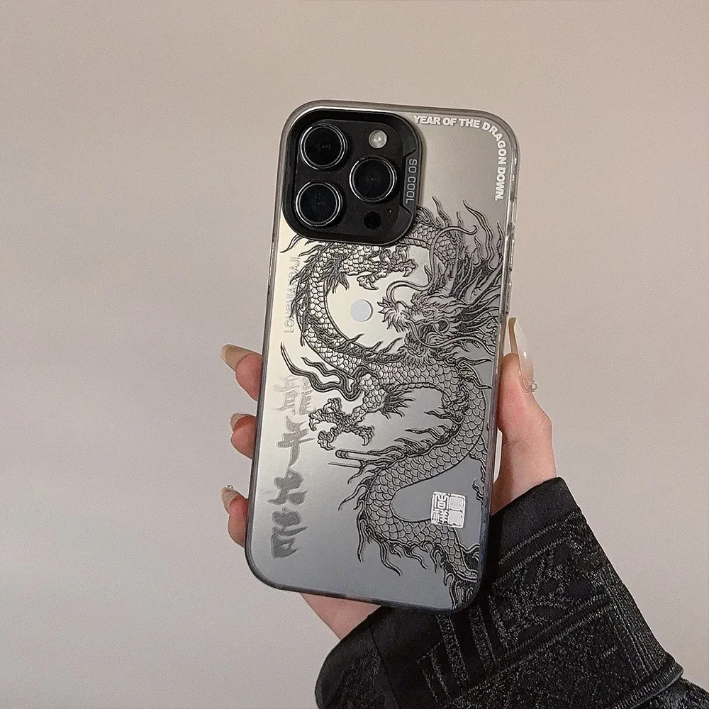 Para iPhone 16 15 Pro Max 11 12 13 Mini 14 XS MAX XR 7 8 Plus funda de teléfono acrílica Dragon Totem carcasa protectora de pantalla a prueba de golpes - imagen 3