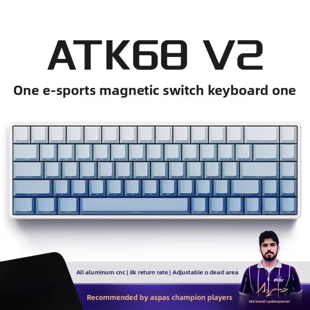 Teclado de eje magnético ATK 68V2, totalmente de aluminio, baja latencia, deportes electrónicos, 8KHz, RGB, diseño ergonómico, estructura de junta, RT0.02, teclas PBT - imagen 2