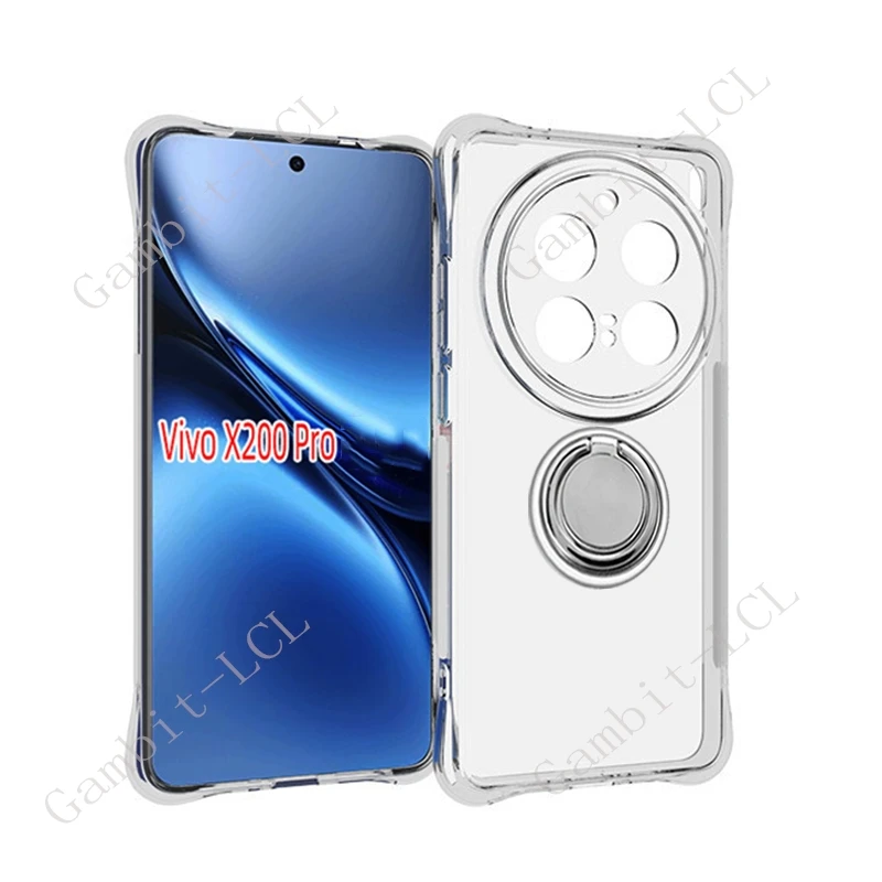 Para Vivo X100 Ultra X100 X100s Pro X200 Pro Mini X100Pro soporte de anillo trasero funda de teléfono suave TPU Original cubierta a prueba de golpes - imagen 3