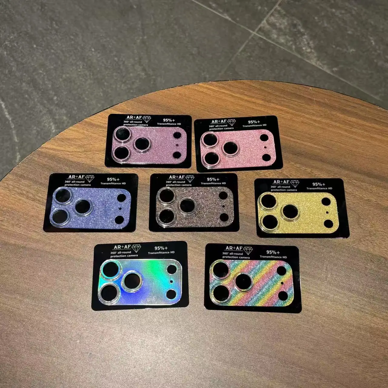 Protector de cámara completo con purpurina para IPhone 17pro 17 15 14 Pro Max Plus, protector de lente, película de vidrio templado, cubierta trasera de anillo