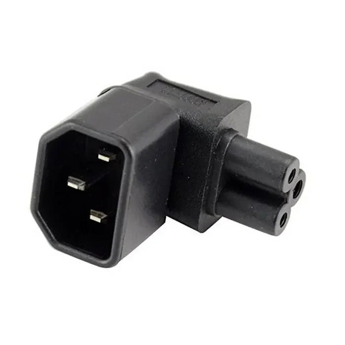 Adaptador IEC de 90 grados, 3 polos macho C14 a C5, adaptador de corriente de extensión en ángulo de dirección arriba