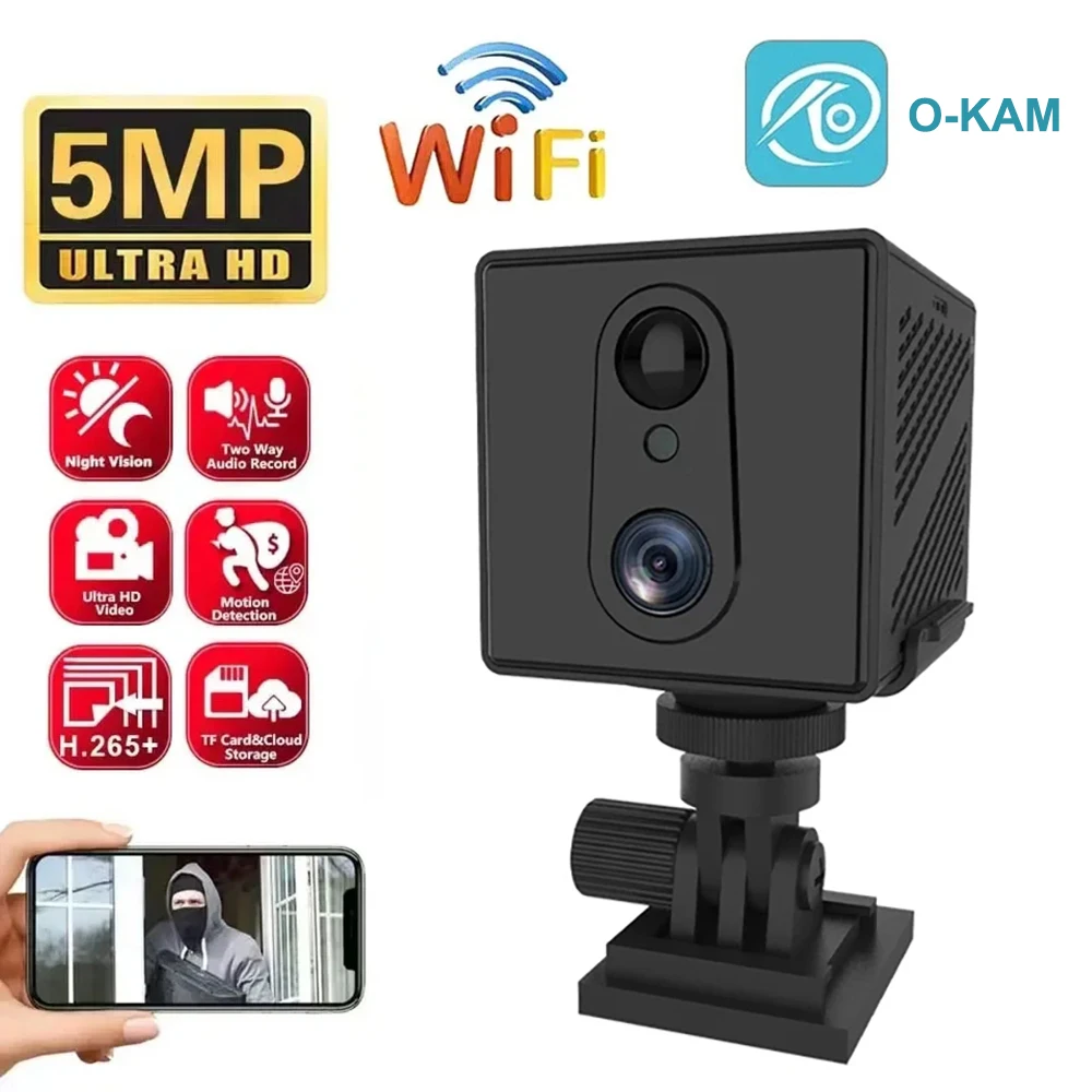 Mini cámara de seguridad 4G tarjeta SIM WiFi 5MP visión nocturna videocámara vigilancia batería 3000mAh intercomunicador voz baja potencia CCTV