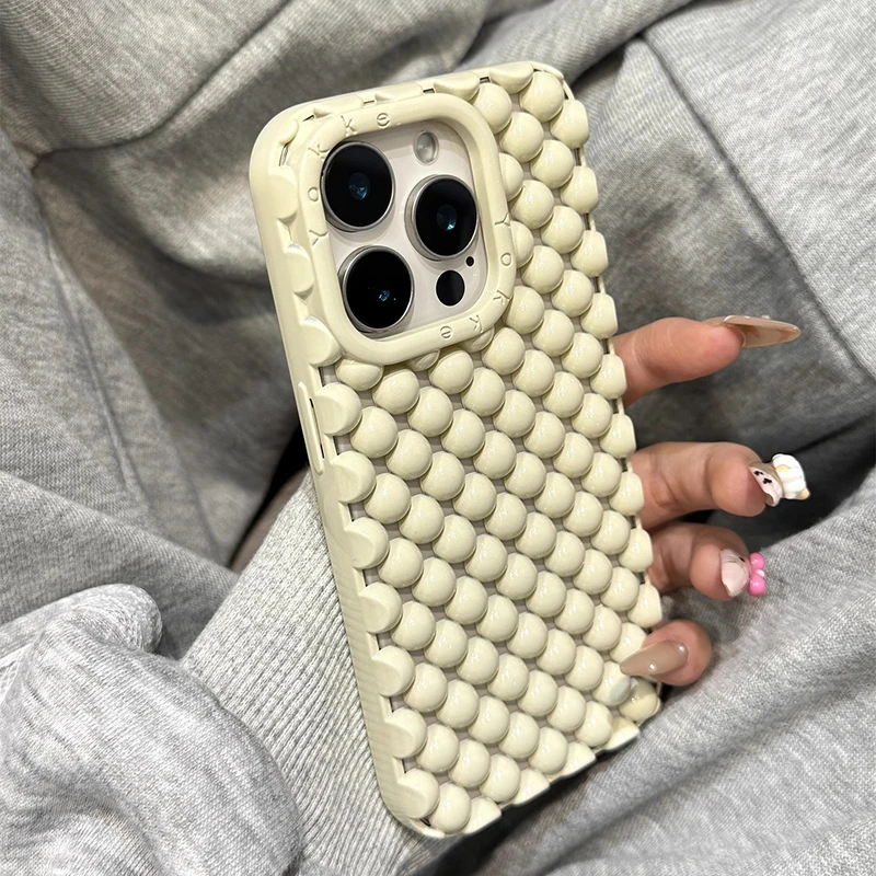 Funda de teléfono con disipación de calor, bolitas de bolas pequeñas de Color caramelo para iPhone 13, 14, 15, 16 Pro Max 17, funda trasera hueca de TPU suave de aire - imagen 3