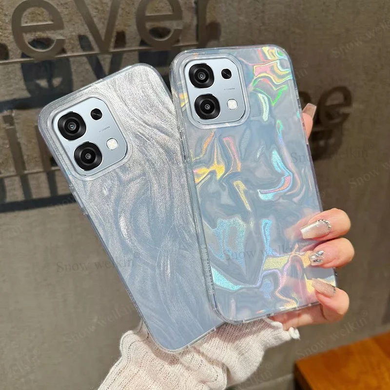 Funda de lujo con gradiente plateado láser para Oppo F31 OppoF31 Pro Plus ProPlus F31Pro Pro + + PC trasera TPU parachoques cubierta de teléfono a prueba de golpes - imagen 2