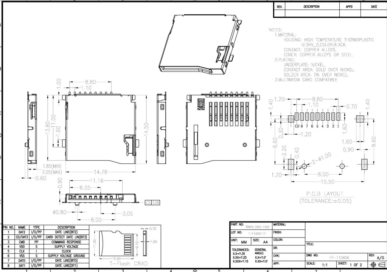 Conectores de ranura para tarjeta Micro SD de 9 pines, tamaño 14x15mm, cubierta de tarjeta TF, apta para teléfono, tableta, navegación del vehículo, pop-up, 10 Uds. - imagen 3
