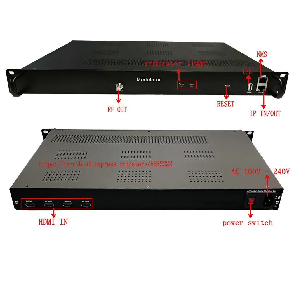 4 canales Hdmi a Rf Isdb-t Dvb-t Atsc Dvb-c H265 H264 Modulador codificador de TV digital Hdmi a Ip - imagen 5