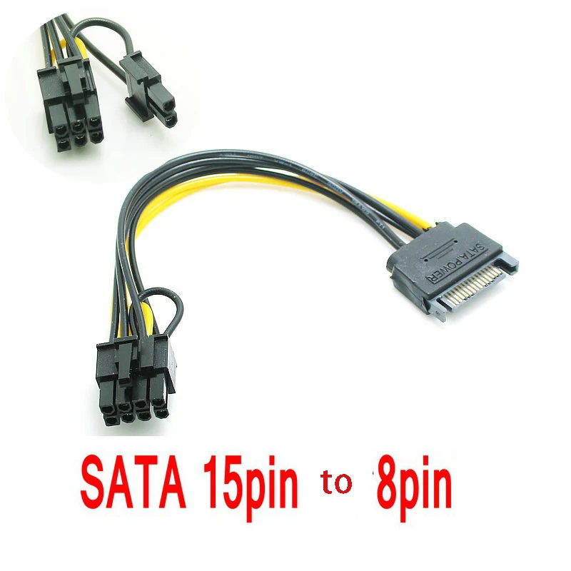 SATA 15PIN a 8Pin 6 + 2 conectar Cable divisor tarjeta gráfica línea de alimentación tarjeta de vídeo convertir Cable adaptador GPU 6PIN + 2PIN Cable extensible