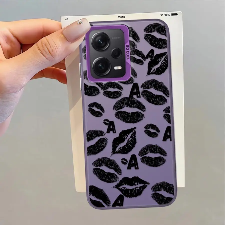 Funda para Xiaomi Mi 12T Pro 13T 11 Lite, funda trasera para teléfono con letras de labios rojos - imagen 3