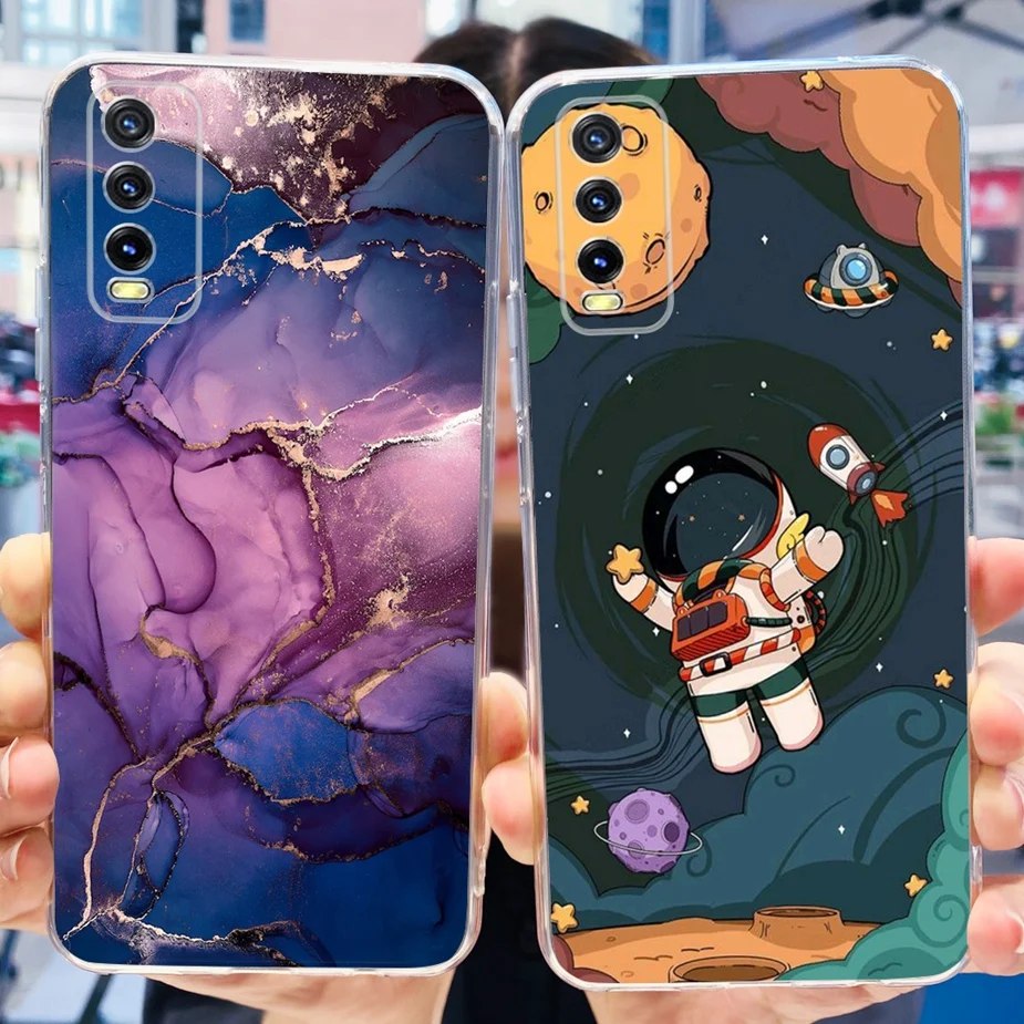 Funda para Vivo Y12s V2026 V2033 V2042, carcasa pintada de lujo, de silicona transparente, suave, TPU, para Y12a Y12s 2021 - imagen 5