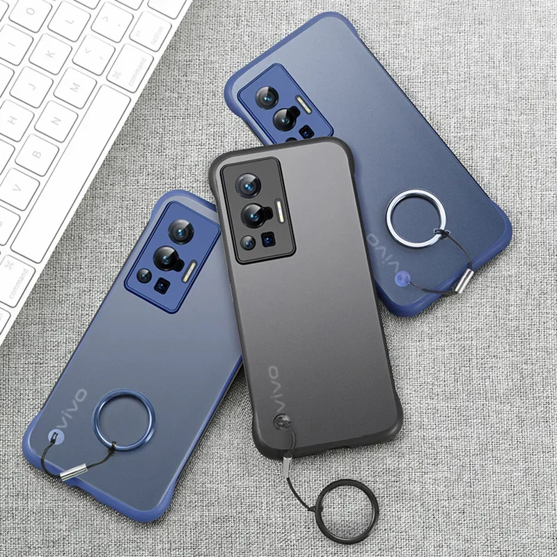 Funda de teléfono con anillo sin marco para Vivo X80 X60 X70 Pro Plus X Note mate PC Hard Back Cover, funda delgada para Vivo iQOO 7 8 9 10 Pro Z5 - imagen 2