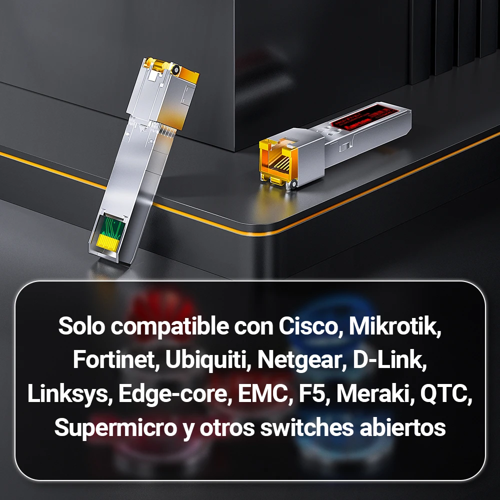 Transceptor AMPCOM 10G SFP+ a RJ45 SFP, transceptor de módulo de fibra óptica Ethernet de cobre RJ45 a SFP+, CAT6A/CAT7, hasta 30M - imagen 3