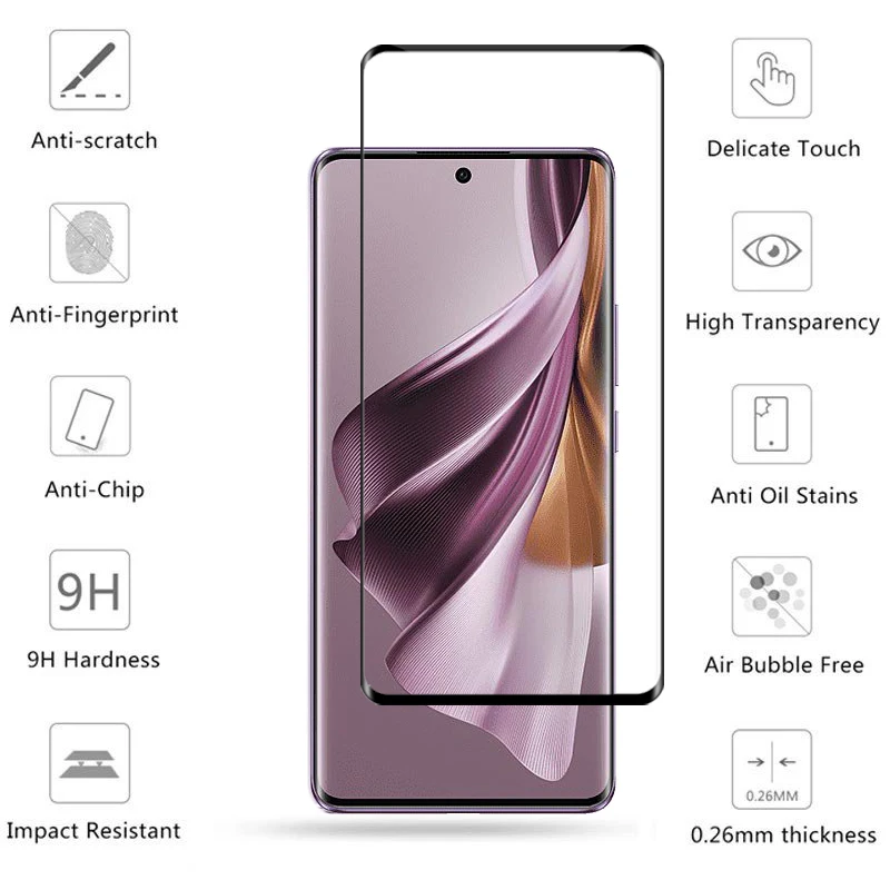 Cubierta completa de cristal para OPPO Reno 10 Pro 5G, Protector de pantalla de cristal Reno 10 Pro, película protectora 3D para lente de teléfono Reno 10 Pro - imagen 2