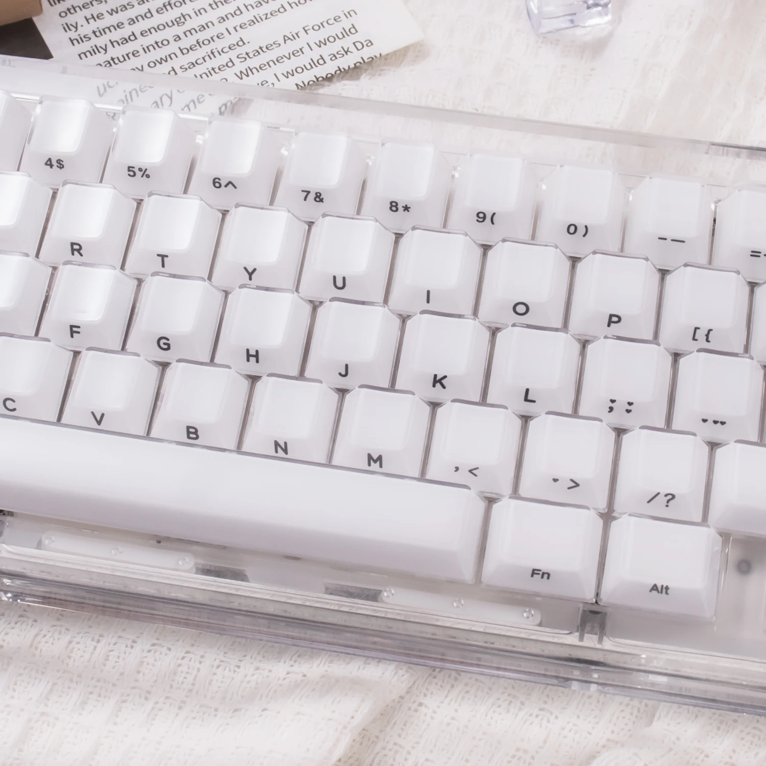Teclas de pudín de cristal de 119 teclas, perfil de cereza, teclas de doble disparo, juegos de teclas translúcidas con impresión lateral para teclado mecánico - imagen 3