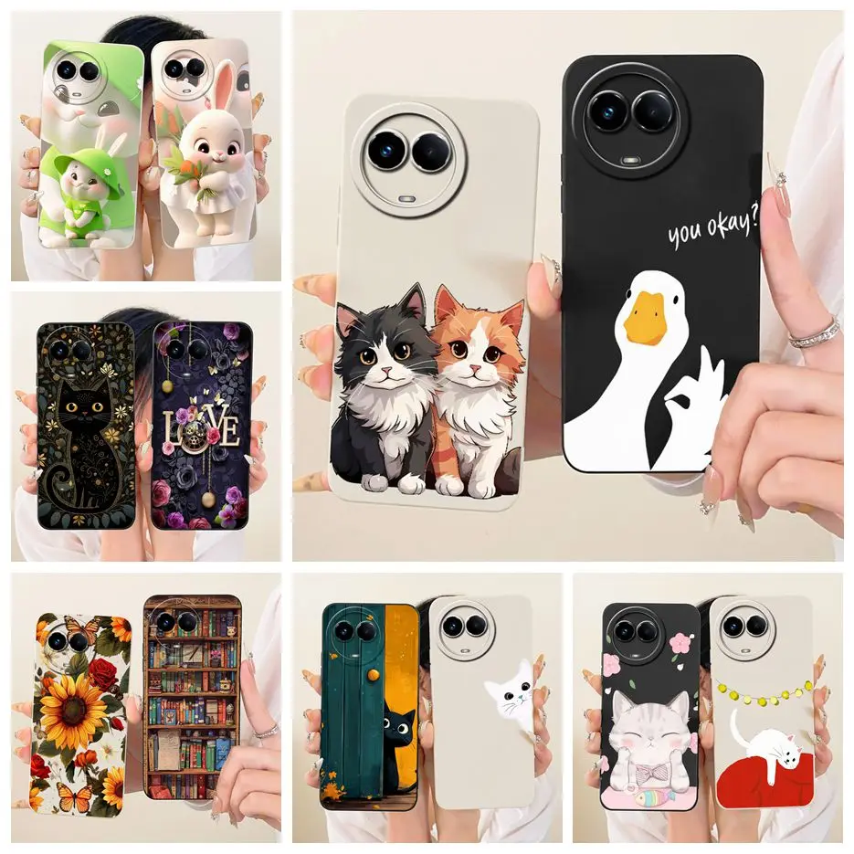 Para Realme 11 5G funda Realme 11X RMX3785 encantador gato pato cubierta de dibujos animados suave TPU funda de teléfono para Realme 11 4G Realme11 X 5G Fundas