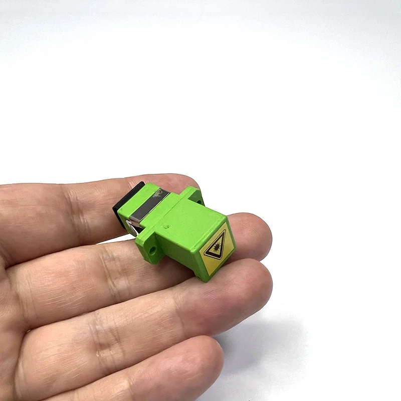 Conector SC APC, cubierta adaptadora de fibra óptica, obturador de polvo automático, Color verde para Cable monomodo - imagen 2