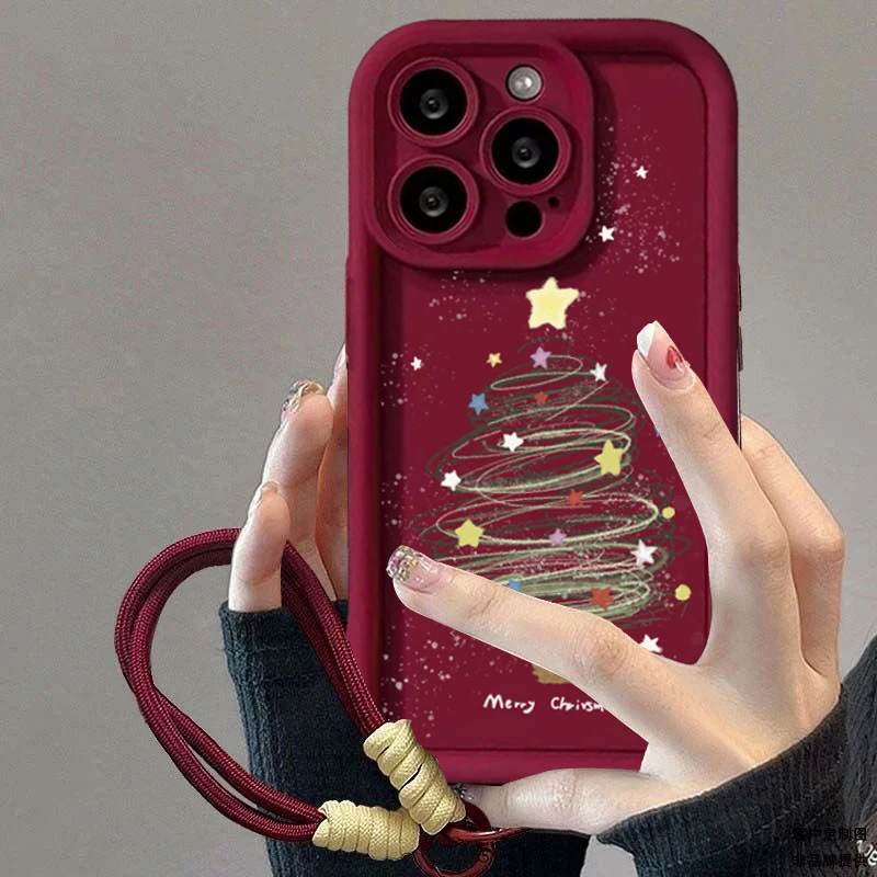 Funda con cordón de cuerda de estilo navideño de dibujos animados Ins para Xiaomi Redmi 15C 15 14C 13C 12C A5 Note 12 13 14 Pro Plus 5G 4G 10 11 10S 11S - imagen 3