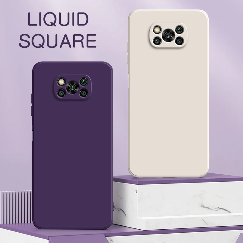 Funda de silicona líquida cuadrada Original para Xiaomi POCO X2 X3 Pro NFC GT 5G suave 360 cubierta de teléfono a prueba de golpes POCOX3 X3Pro X3NFC X3GT - imagen 2