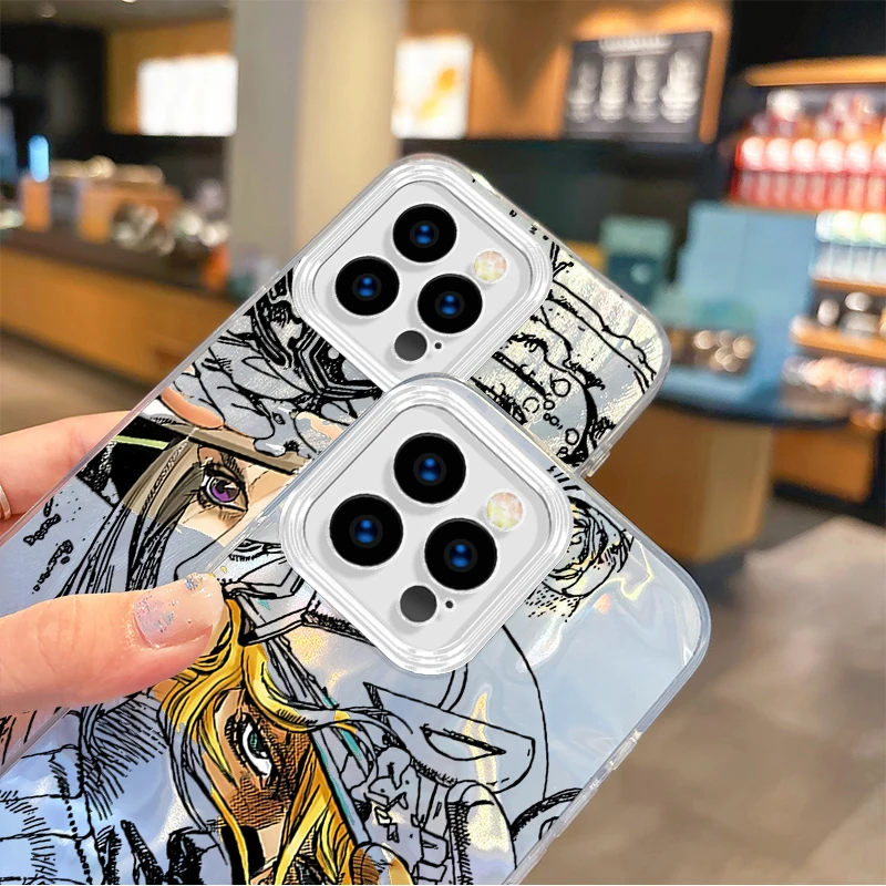 Gyro Zeppeli JoJo Steel Ball Run gradiente para iPhone 16 Pro Max funda 15 14 13 12 11 8 7 Pro Max Plus XS XR cubierta dura a prueba de golpes - imagen 5