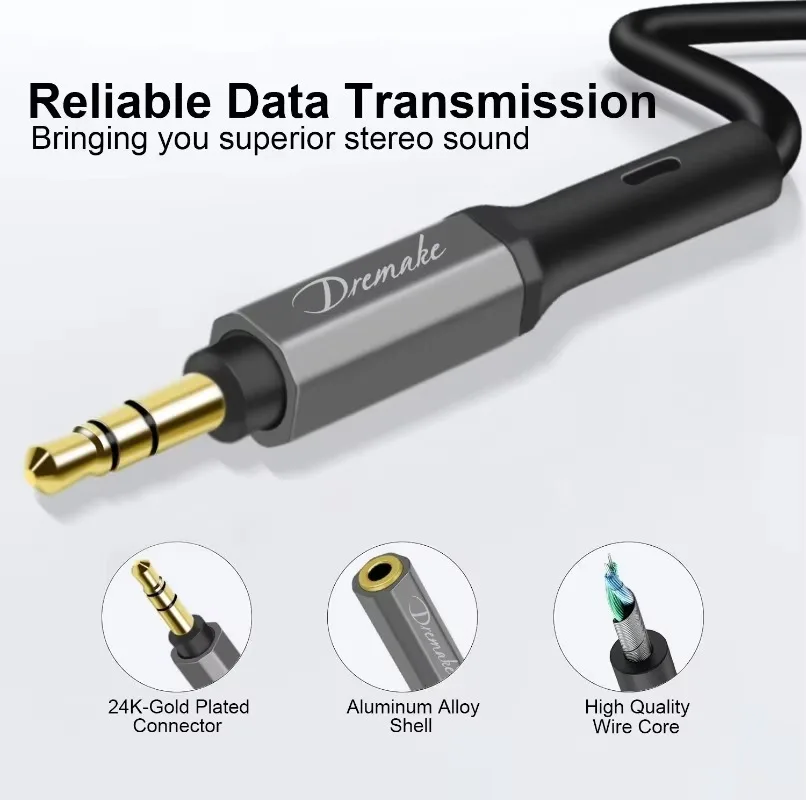 Cable adaptador macho a hembra de 1/8 "y 3,5mm TRS estéreo Premium Cable auxiliar de Audio chapado en oro para estéreo de coche o sistema de sonido HiFi doméstico - imagen 3