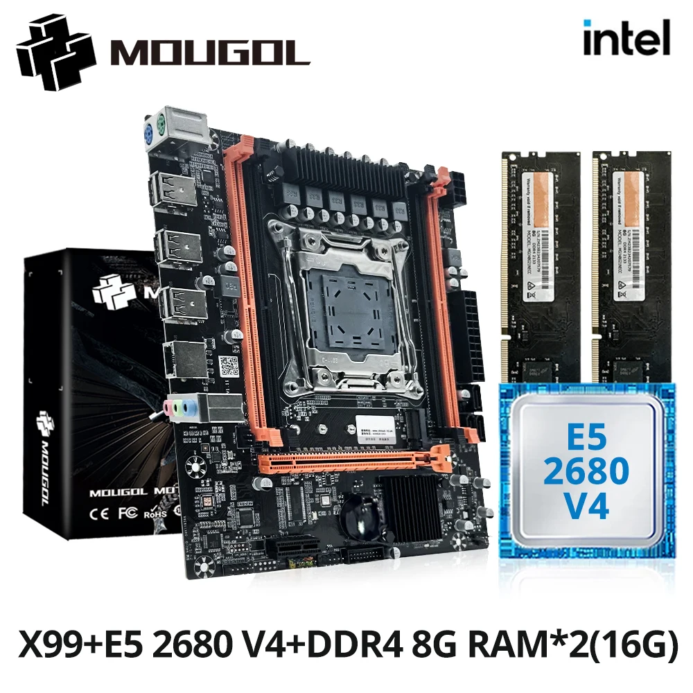 MOUGOL X99 Kit de placa base para juegos con Intel Xeon E5 2680 V4 y DDR4 8Gx2 2133MHz Dual Channel ECC RAM M.2 NVME para PC de escritorio - imagen 2