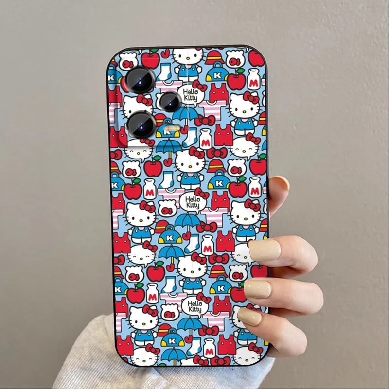 Sanrio-funda suave de lujo para Xiaomi Redmi Note 13, 12R, 12S, Turbo 11, 11T, 11S, 10, 10S Pro Plus, 5G, color negro, Hello Kitty - imagen 3