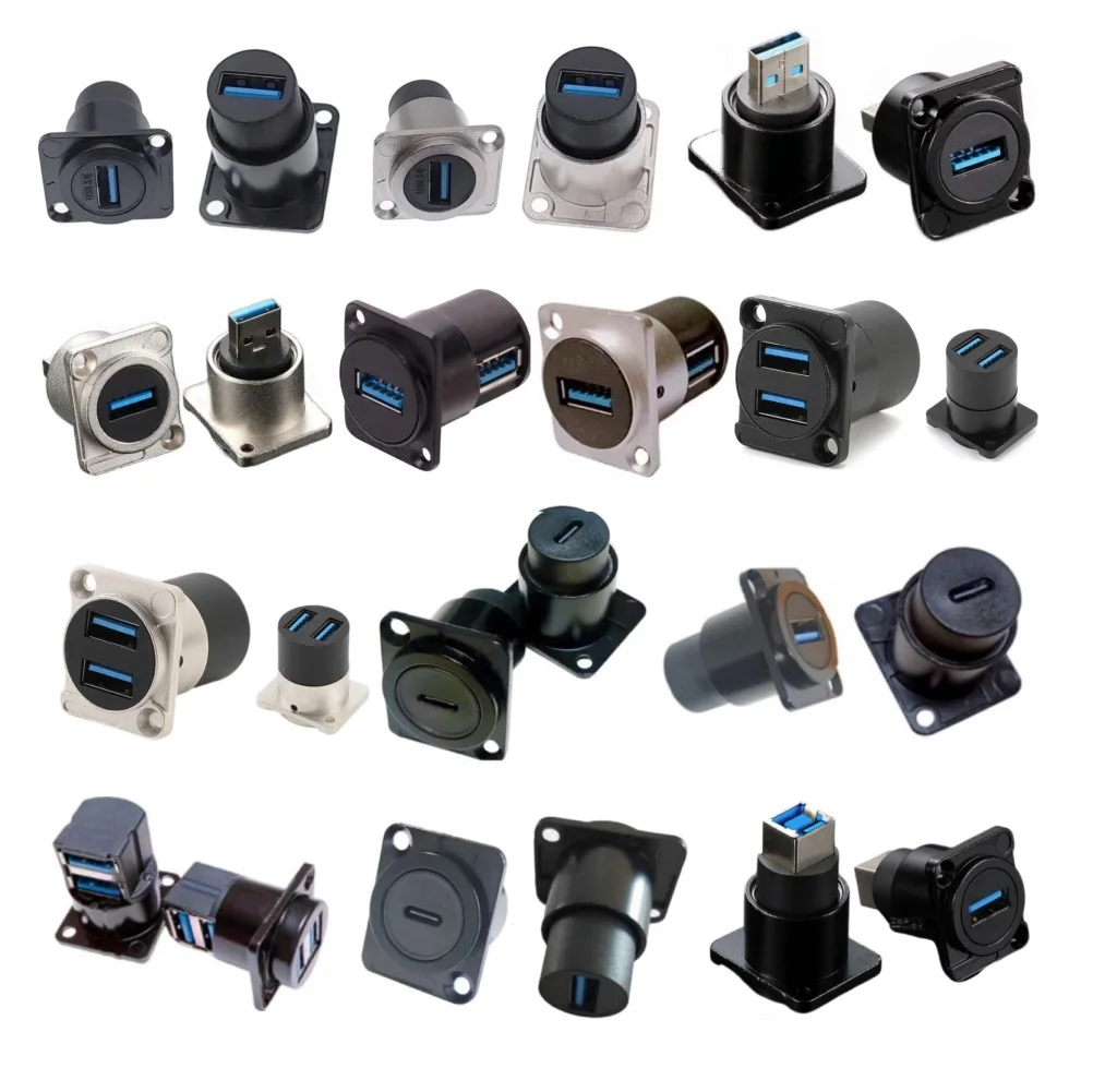 Adaptador extensor de montaje en pared, montaje de tornillo, chasis tipo d, usb 3,0 A, usb 3,0, B, usb C, conector tipo c, panel de aleación de Zinc